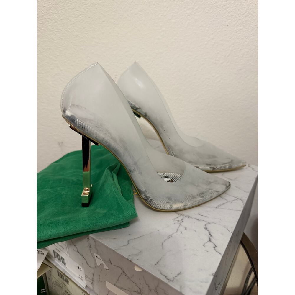 New Jessica Rich so fancy clear gold snake print heels sz 35 - Picture 8 of 12